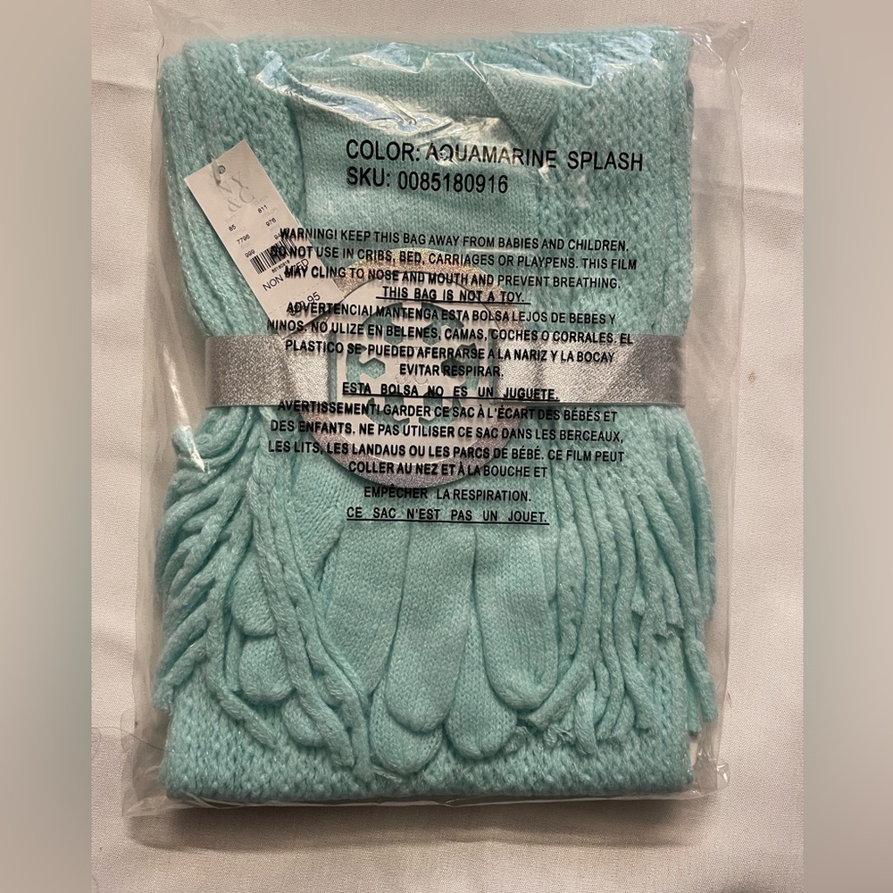 NWT New York & Company Aquamarine Splash Blue Scarf & Gloves Set Size: OS